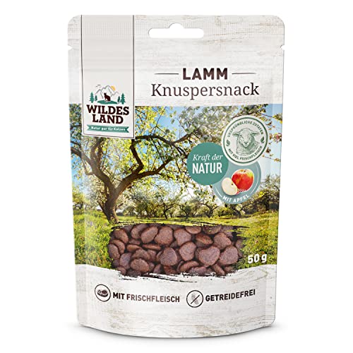 Wildes Land - Knuspersnack Lamm mit Apfel - 7 x 50 g - Katzensnack - Snack für Katzen