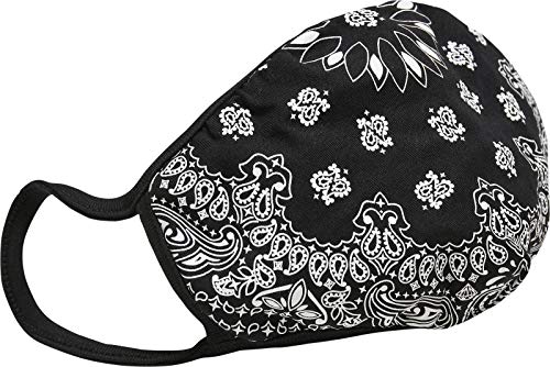 Mundmaske aus Stoff mit Motiv wiederverwendbare Baumwollmaske Bandana Face Mask Schwarz 2er Pack