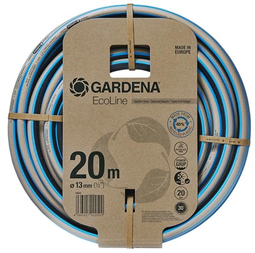 Gardena EcoLine Schlauch 1 2 Zoll 20 m ohne Systemteile Nachhaltiger Gartenschlauch aus recyceltem Plastik Phthalat- und schadstoffrei Power-Grip-Funktion frostsicher und UV-beständig 18930-20