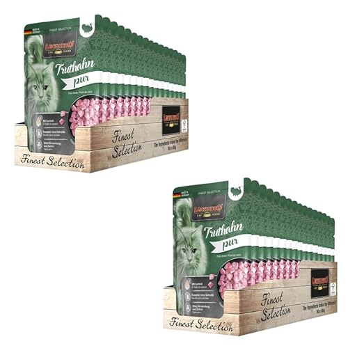 Leonardo Finest Selection Truthahn pur Doppelpack 2 x 16 x 85 g Nassfutter für ausgewachsene Katzen In praktischen Einzelportionen Mit wertvollem Lachsöl