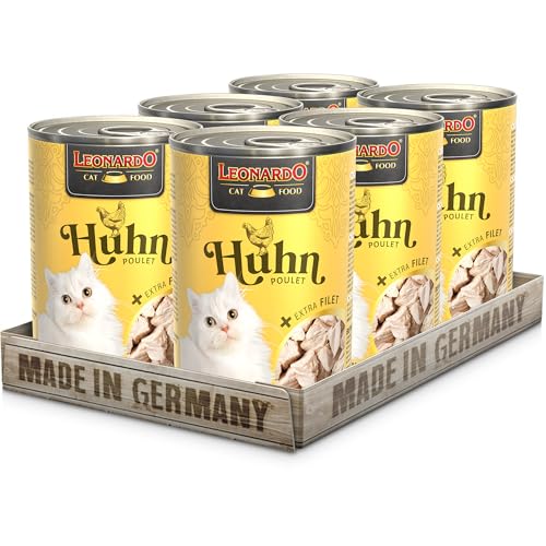 LEONARDO Huhn extra Filet 6 x 400g Huhn extra Hühnerfilet Nassfutter mit extra Filet Getreidefrei mit extra hohem Fleischanteil