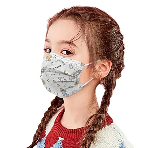 SDFRK 10 Stück Masken Kinder Einwegmasken Mundschutz Masken Mundschutz Stoff Cartoon Sternenhimmel Motiv MNS Mund und Nasenschutz Mund-Tuch Staubdicht Atmungsaktiv Gemütlich Bandana Schals