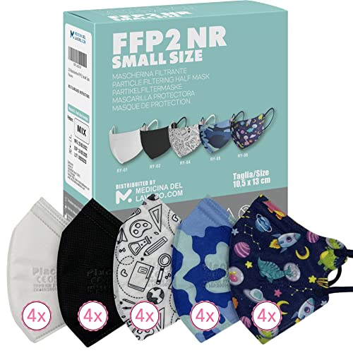 20 FFP2 KN95 Maske Bunt CE Zertifiziert Kleine Größe Small Medizinische Mask mit 4 Lagige Masken Staub- und Partikelschutzmaske Atemschutzmaske mit Hoher BFE-Filtereffizienz 95-20 Stück