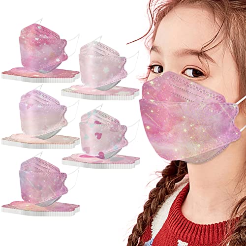 kushuang 50 Stück Kinder Mundschutz Motiv Cartoon Druck Einwegmasken - 4 Schichten Nicht Wiederverwendbar Atmungsaktives Falten mit Nasenklemme