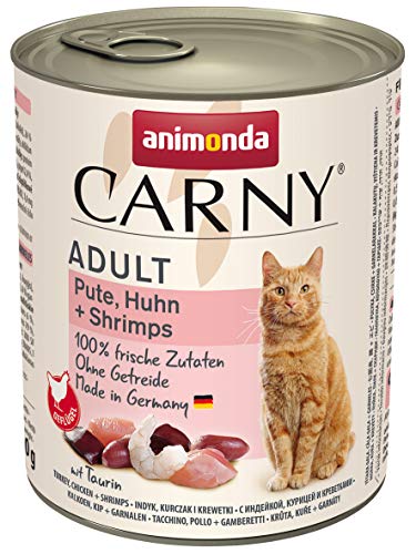 Carny Katzen Nassfutter Pute Huhn Shrimps 6 x 800g Katzen Nassfutter von animonda ohne Getreide und Zucker mit frischen fleischlichen Zutaten