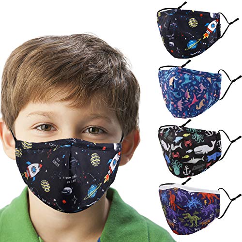  Kinder Stoff Waschbar Mädchen Junge Face Mask Mehrweg Verstellbar Wiederverwendbar 4 3 Lagig Kindermasken Kaufen Dinosaurier