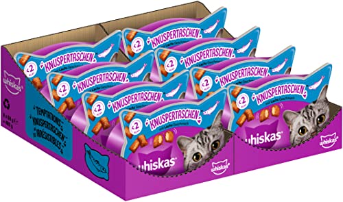 Whiskas Knuspertaschen Katzensnack mit Lachsgeschmack 8x60g 8 Packungen - unterschiedliche Produktverpackungen erhältlich