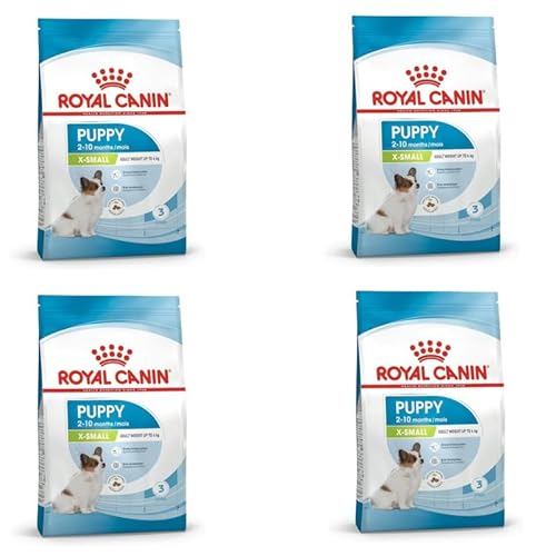 Royal Canin X-SMALL Puppy 4er Pack 4 x 500 g Trockenfutter für Welpen sehr Kleiner Hunderassen Kann zur normalen Funktion des Immunsystems beitragen Mit Omega-3