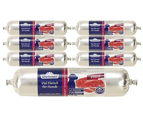 Dehner Premium Hundefutter Fleischwurst getreidefrei für ausgewachsene ernährungssensible Hunde Pferd 7 x 400 g 2.8 kg