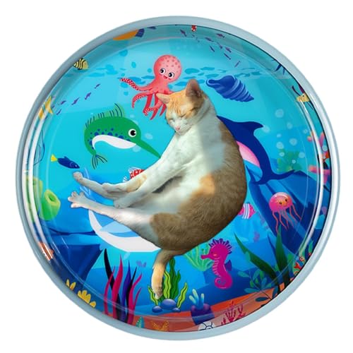 Wasser-Sensor-Spielmatte für Katzen Katzen-Wasserspielmatte Interaktive wassersensorische Spielmatte Katzen-Wasser-Sensor-Spielmatte mit Fisch für Hauskatzen interaktives Katzenspielzeug zum Spiele