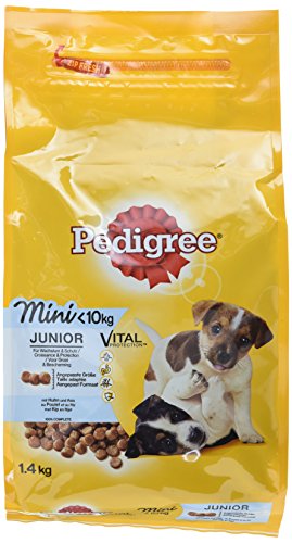 Pedigree Hundefutter Trockenfutter Junior Mini für kleine Hunde 10kg mit Huhn und Reis 1 Beutel 1 x 1 4kg