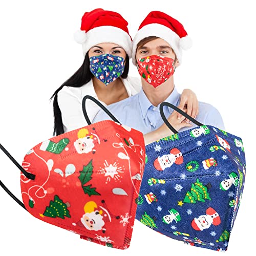 Acewin 25 Stück FFP2 Maske Weihnachten Bunt CE Zertifiziert Masken - Mund-Nasenschutz Maske Weihnachts Motiv - Einweg Atmungsaktiv Weihnachtsmotiv Mundschutz Christmas Motiv Maske -Einzeln verpackt