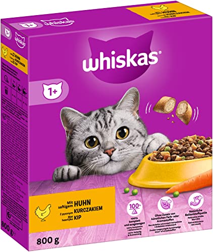 Whiskas Adult 1 Trockenfutter Huhn 5x800g 5 Packungen   Katzentrockenfutter fÃ¼r erwachsene Katzen   unterschiedliche Produktverpackungen erhÃ¤ltlich