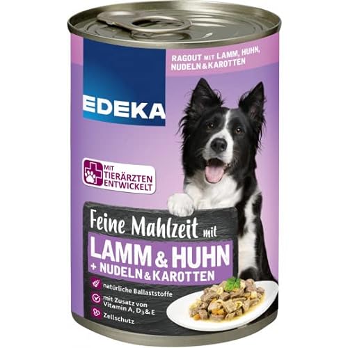 EDEKA Feine Mahlzeit mit Lamm Huhn Nudeln Karotten 400G Edeka Hunde Nassfutter in Dose
