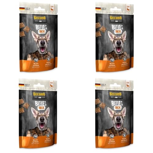 Belcando Bities Duck 4er Pack 4 x 90 g Snack für Hunde Mit extra viel Fleisch Nur eine tierische Proteinquelle Ohne Getreide Ohne Verwendung von Zucker