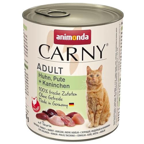 Carny Katzen Nassfutter Huhn Pute Kaninchen 6 x 800g Katzen Nassfutter von animonda ohne Getreide und Zucker mit frischen fleischlichen Zutaten