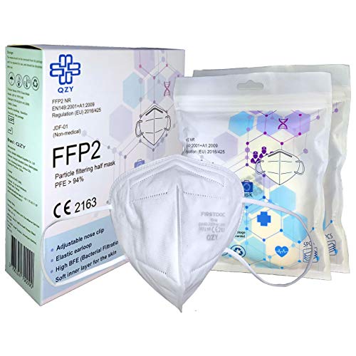  Maske Schachtel 10 CE Zertifiziert Masken Mit Gummiband und anpassbarem Nasenbügel 5 Filtrationsschichten Maske Mundschutz QZY Atemschutzmaske