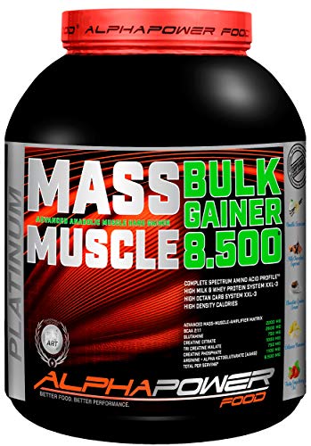 ALPHAPOWER FOOD Maas - Whey Muscle Weight Gainer I Mega Muskelmasse Muskelaufbau - Protein - Eiweiß Kohlenhydrate Pulver - Shake für Hardgainer 5kg Schoko Cookie Creatin Bcaa MCT Öl