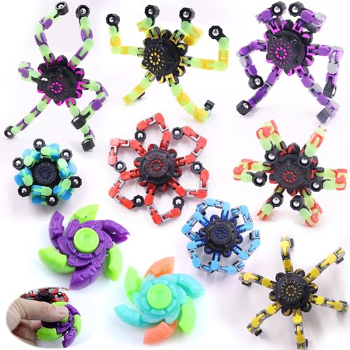 GZqiancang 8 STK Roboter Fidget Spinner DIY Verformbare Fidget Spinner mit 2 STK Fidget Spinner Explosiver Rüstung für Kinder Erwachsene Leuchtendes Normales