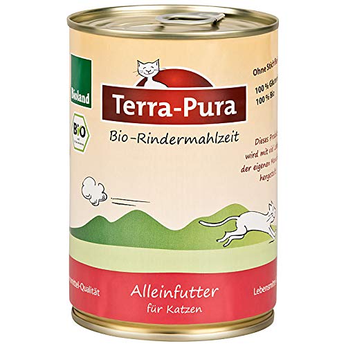 TERRA PURA Tiernahrung Bio Rindermahlzeit Nassfutter Dosen 12x 400g