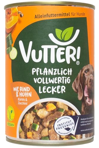 Vutter Wie Rind Huhn - 400 g - pflanzliches Alleinfutter für Hunde - Nassfutter