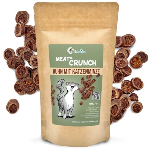 Pfotenliebe Meat Crunch Snacks für Katzen mit Huhn 75g Verschiedene Geschmacksrichtungen mit Katzenminze