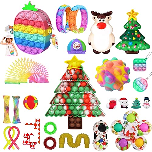 JUSHINI Weihnachts Countdown Adventskalender 2021 Kinder Sensory Zappelspielzeug Sets Popit Simple Dimple Fidget Toys Adventskalender Set Weihnachten Geschenkbox für Kinder HO-85