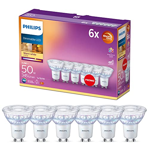 Philips Classic GU10 WarmGlow Lampe 50 W Reflektor dimmbar warmweiß 6er Pack
