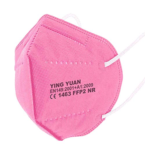 10 x FFP2 Schutz Maske Mundschutz Atemschutzmaske Zertifiziert CE1463 EN149 2001 A1 2009 - Atmungsaktives Falten mit Nasenklemme Pink