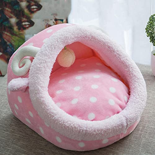 NIQIU Abnehmbares Katzenbett Haus Kennel Nest Haustiernest Wurf Hundebett Sofa Haus Kissen Haustiere Produkte Katzen Heimtierbedarf Kätzchenbett-Rosa S