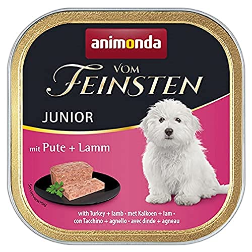 animonda Vom Feinsten Hundefutter Junior Nassfutter für Hunde im Wachstum mit Pute Lamm 22 x 150 g