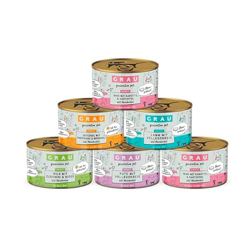 GRAU das Original Nassfutter für Hunde - Mischtray Hund Menü Generation Pet 6er Pack 6 x 200 g Mix aus verschiedenen Menüs