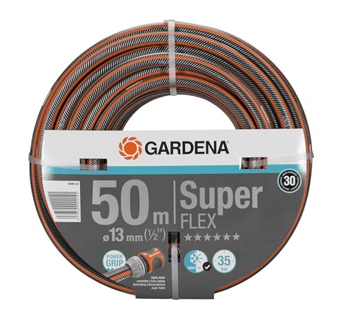 Gardena Premium SuperFLEX Schlauch 13 mm 1 2 Zoll 50 m Gartenschlauch mit Power-Grip-Profil 35 bar Berstdruck hochflexibel formstabil UV-beständig 18099-20