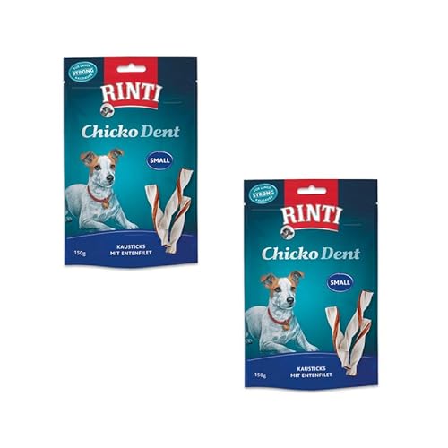 Rinti Chicko Dent Small Entenfilet Doppelpack 2 x 150 g ErgÃ¤nzungsfuttermittel fÃ¼r ausgewachsene Hunde Gedrehte Kausticks zur UnterstÃ¼tzung der Zahnpflege mit Rinderhaut