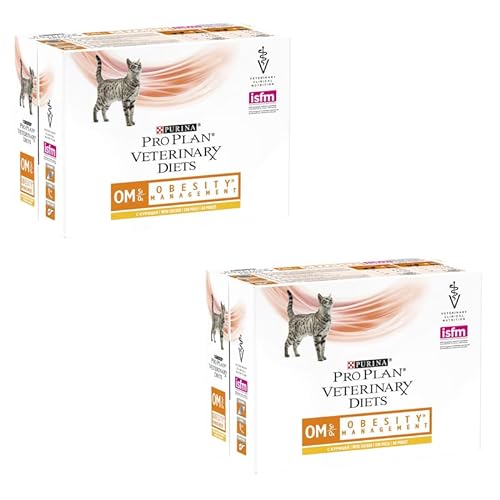 PRO PLAN Veterinary Diets OM Obesity Management Katze Doppelpack 2 x 10 x 85g Frischebeutel mit Huhn Kann dabei helfen das Gewichtsmanagement zu unterstützen