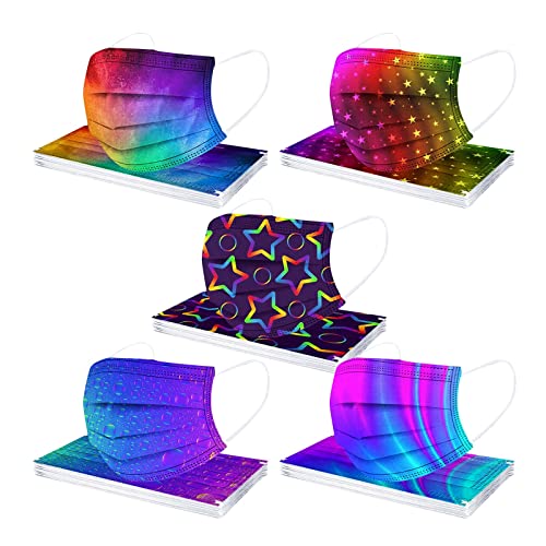Wangely-Masken-22012750 Stück Erwachsene Mundschutz Einweg 3-lagig Vliesstoff mit Schönes Motiv Mund-Nasen-Schutz Lustige Bedruckt Einmal Halstücher Masken Tücher Schal Q10 Einheitsgröße