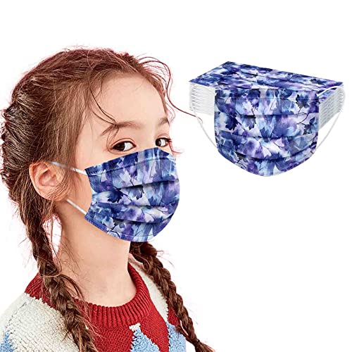 TT- 50 Stück Kinder Atmungsaktiv Mundschutz Masken mit Violett Flower Einwegschutz 3-lagig Disposable Nasenschutz Face Cover Shields Multifunktionstuch Bandana Halstuch Schals B 50PCS