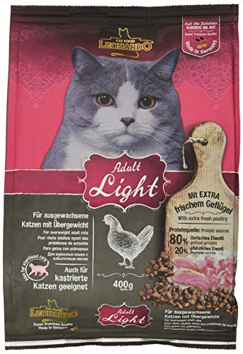 Leonardo Adult Light 400g Katzenfutter Diät Trockenfutter für Katzen Alleinfuttermittel für Katzenrassen ab 1 Jahr