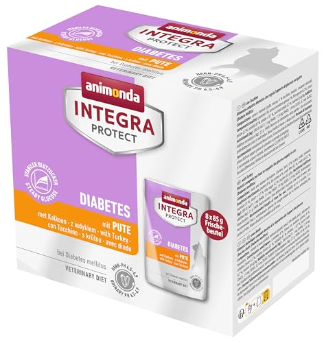 INTEGRA PROTECT Katzenfutter nass Diabetes mit Pute 8 x 85g vom Tierarzt empfohlen bei Harnsteinen mit Veterinären entwickeltes Ergänzungsfutter für erwachsene Katzen von animonda