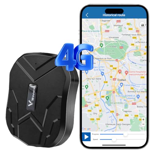 Winnes GPS Tracker 4G GPS Tracker Auto 5000mAh bis zu 90 Tage Im Standby Modus GPS Sender Mit Kostenloser App PC Plattform Live-Ortung Für Auto Motorräder Taxi