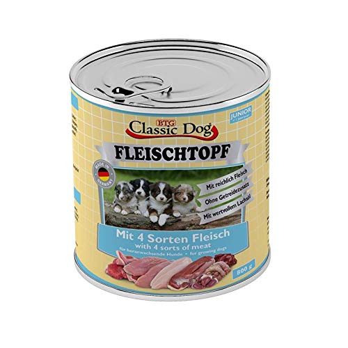 Classic Dog Fleischtopf Junior 4 Sorten Fleisch 6 x 800g Hundefutter