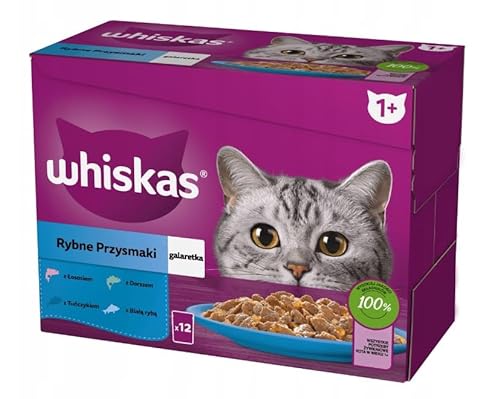 Whiskas Adult Katzenfutter nass Multipack Fisch Auswahl in Gelee 120 Portionsbeuteln 10-er Pack