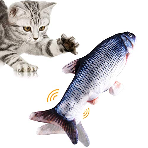 UIHOL Simulation Elektrischer Puppenfisch Realistischer Plüsch Wagging Katze Interaktives USB Aufladung Haustiere Kauen Bisszubehör 1