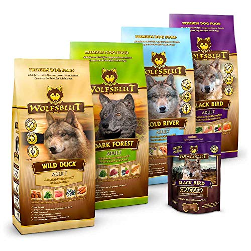 Wolfsblut   Mixpaket Trockenfutter groß   4x 2 225g Cracker   Getreidefreies Hundefutter