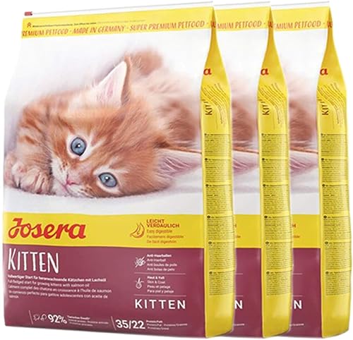 JOSERA Kitten 3 x 400 g Katzenfutter für eine optimale Entwicklung Super Premium Trockenfutter für wachsende Katzen 3er Pack