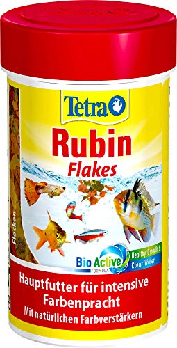  Rubin Flakes   in Flockenform mit natürlichen Farbverstärkern unterstützt eine intensive Farbenpracht der Fische 100 ml Dose