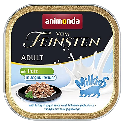 animonda Vom Feinsten Milkies Adult Katzenfutter Nassfutter für Erwachsene Katzen mit Pute in Joghurtsauce 32 x 100 g
