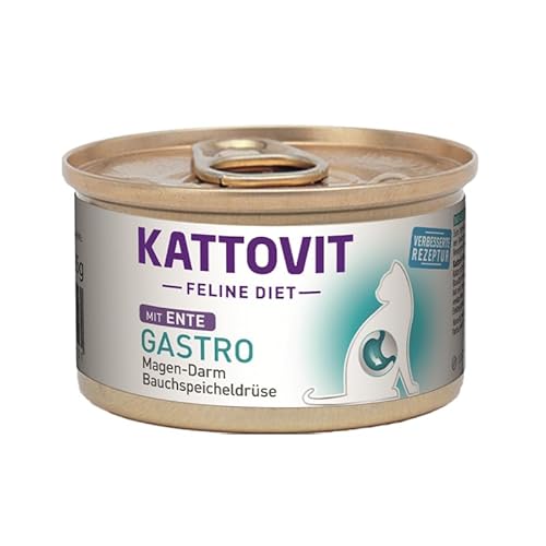 Kattovit Feline Diet Gastro Pute Ente 8X 85g - einzeln oder im Bundle Magen-Darm Bauchspeicheldrüse i-Rezeptur für Katzen mit Gastro-intestinalen Problemen 8 Ente