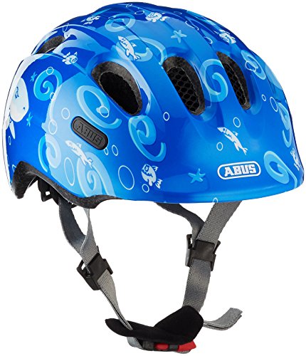 ABUS Smiley 2.0 Kinderhelm - Robuster Fahrradhelm fÃ¼r MÃ¤dchen und Jungs - Blau mit Hai-Muster GrÃ¶ÃŸe M