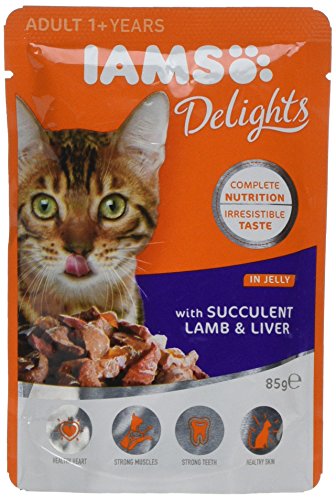 Iams erfreut die Erwachsenen mit saftigem Lamm und Leber in Gelee 85 g